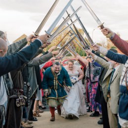 Viking themed wedding Sword Arch
