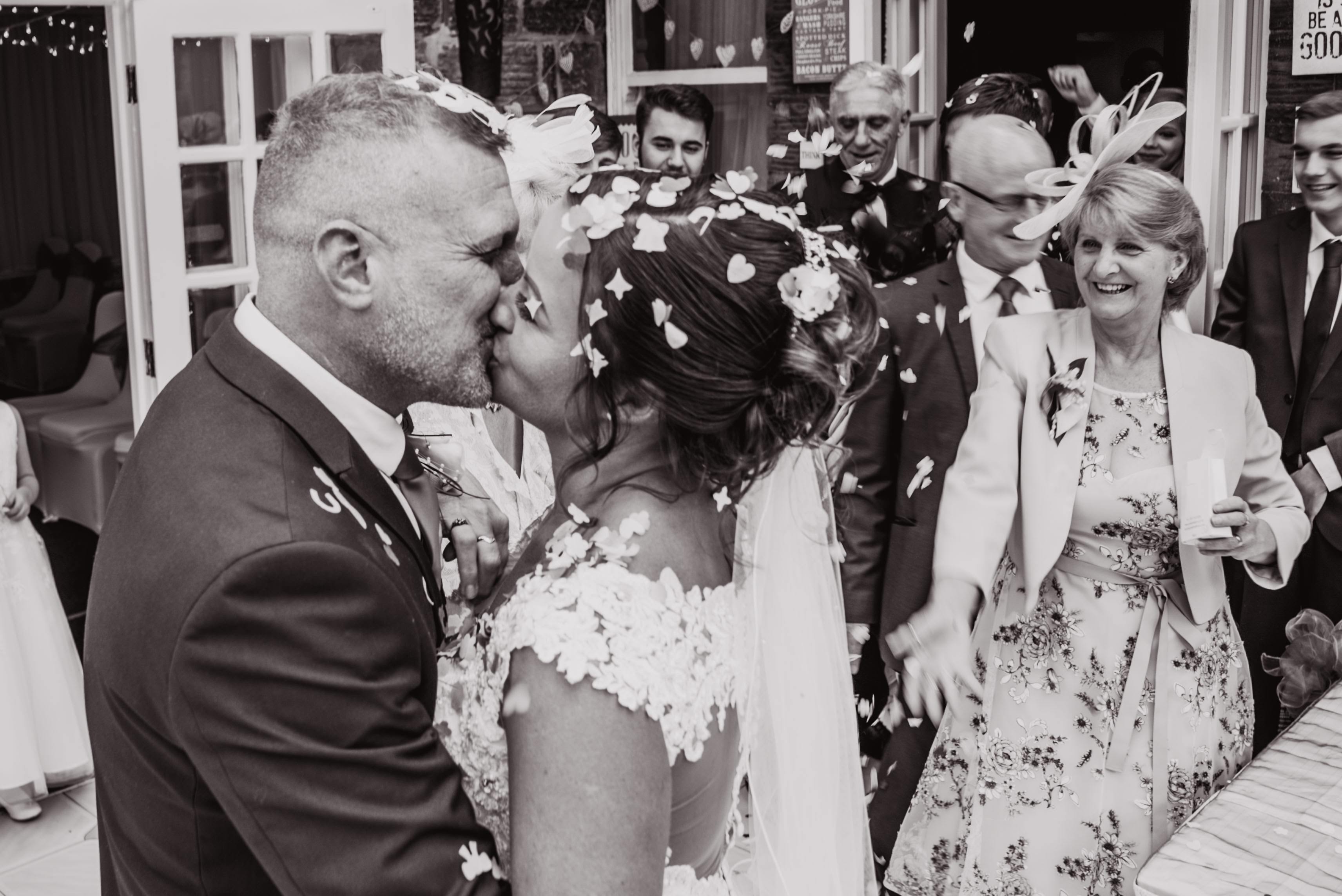 black and white confetti shot