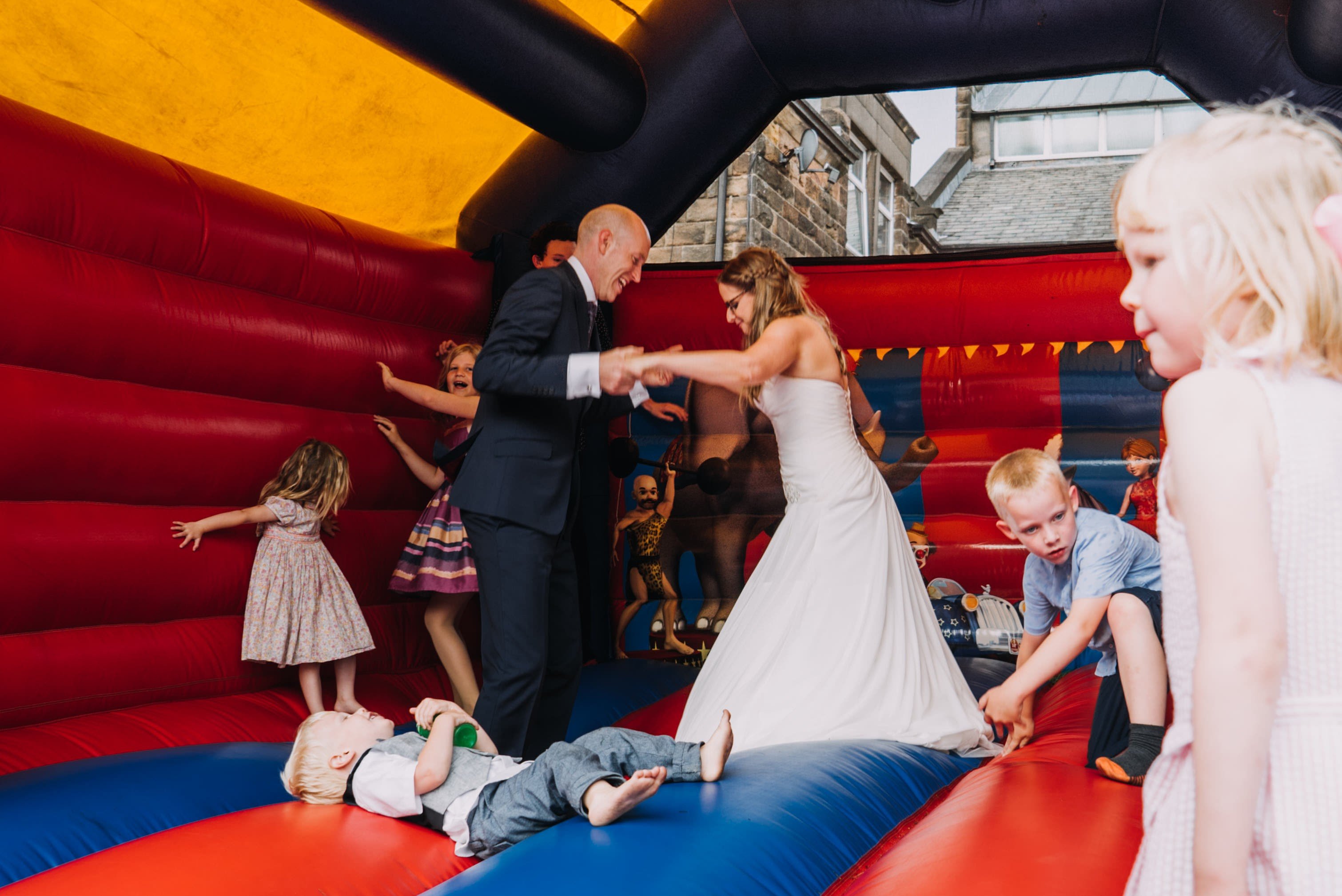 bride and groom bouncy castle