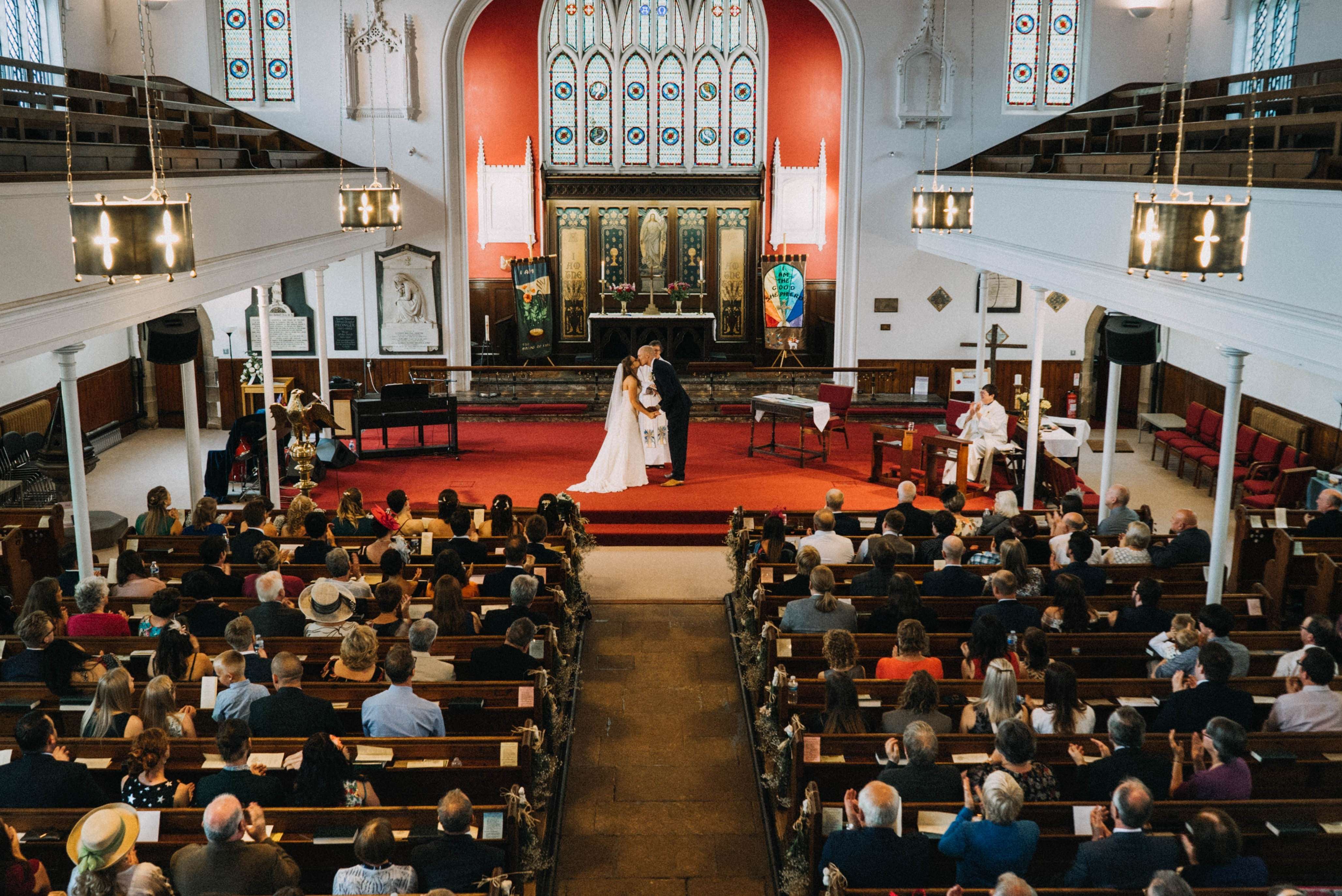 St Peters Bide and Groom First Kiss