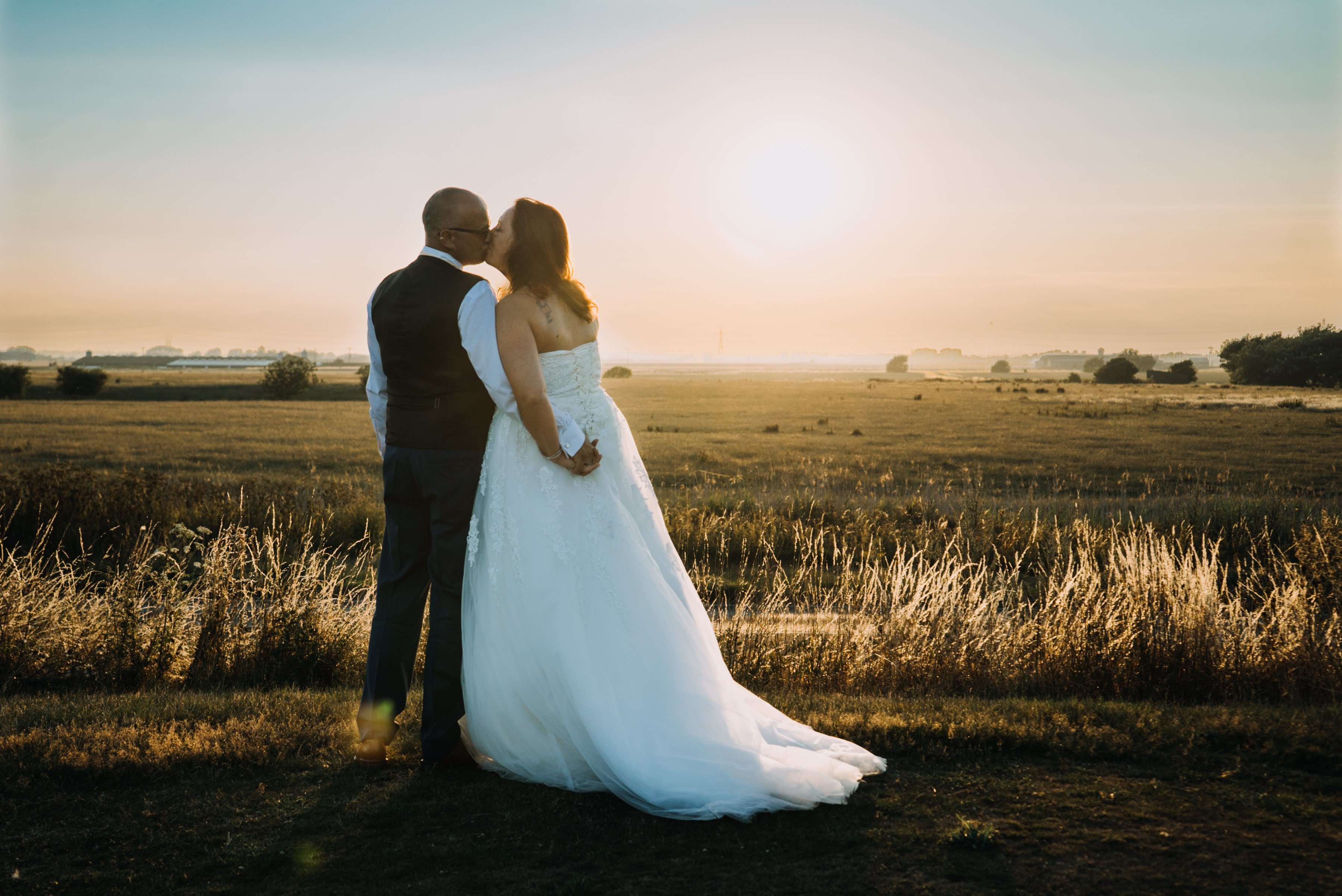 Bride and Groom Sunset Marsh
