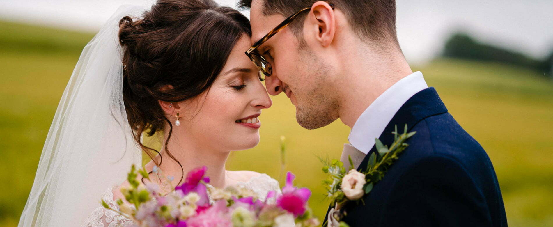 Shanna and dom wedding couple at East Keswick Village Hall