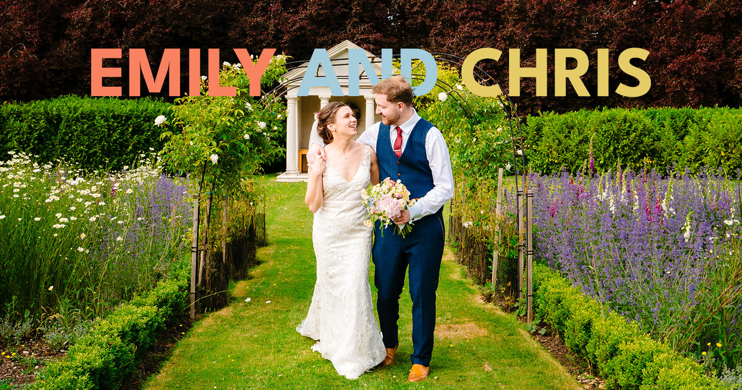 emily chris walking in gardens at tickton grange