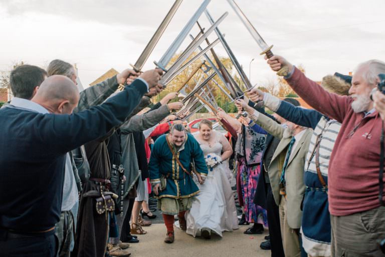 Viking themed wedding Sword Arch