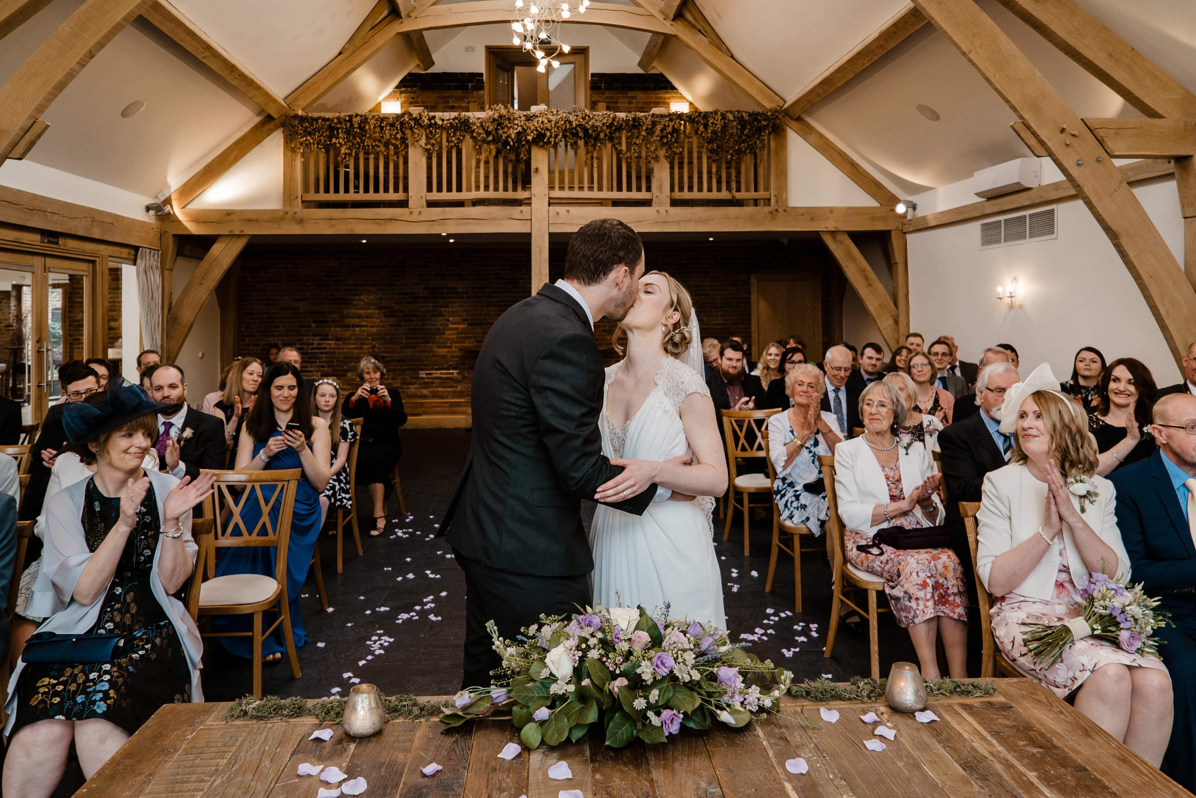 Bride and Groom Kissing