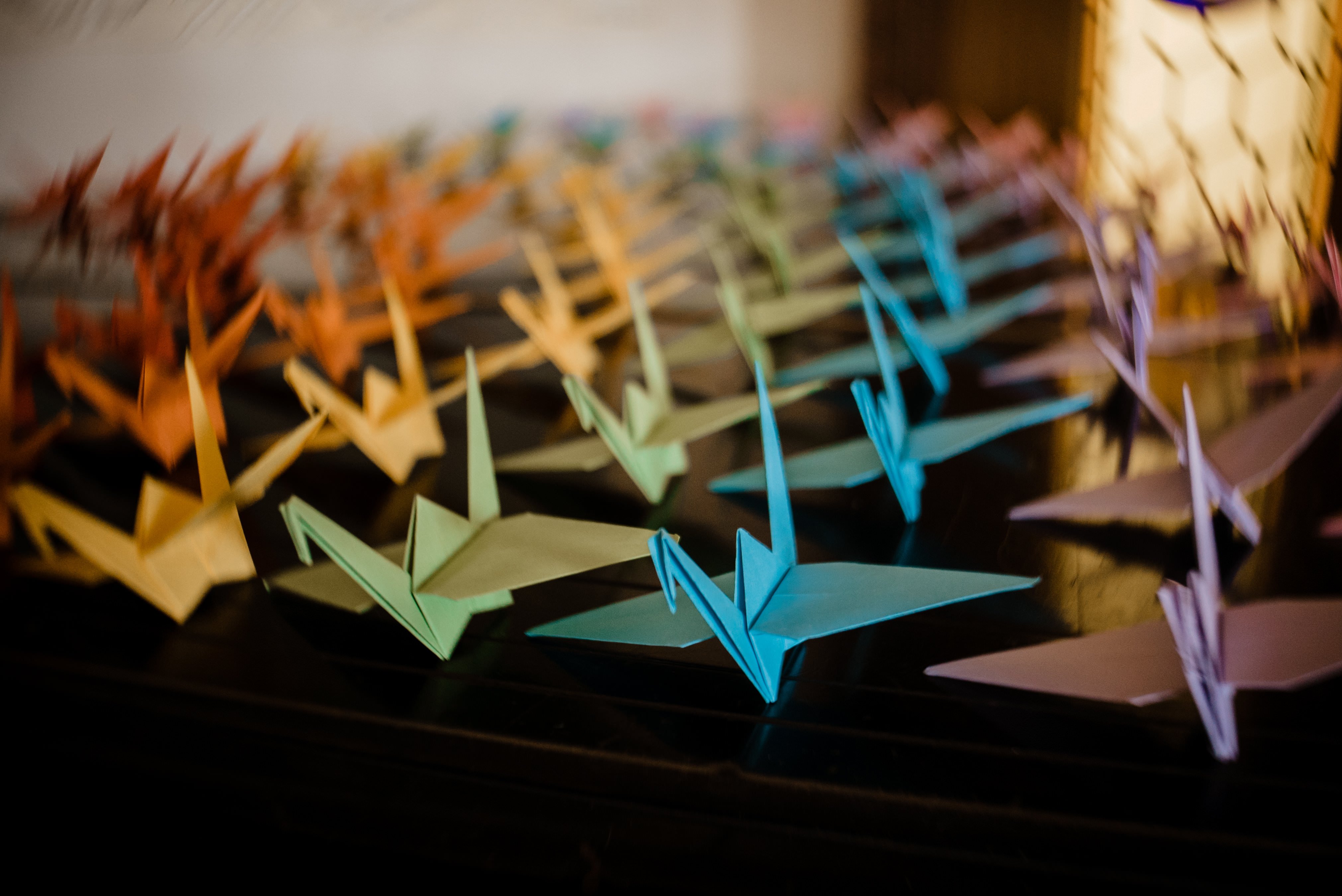 wedding cranes on grand piano