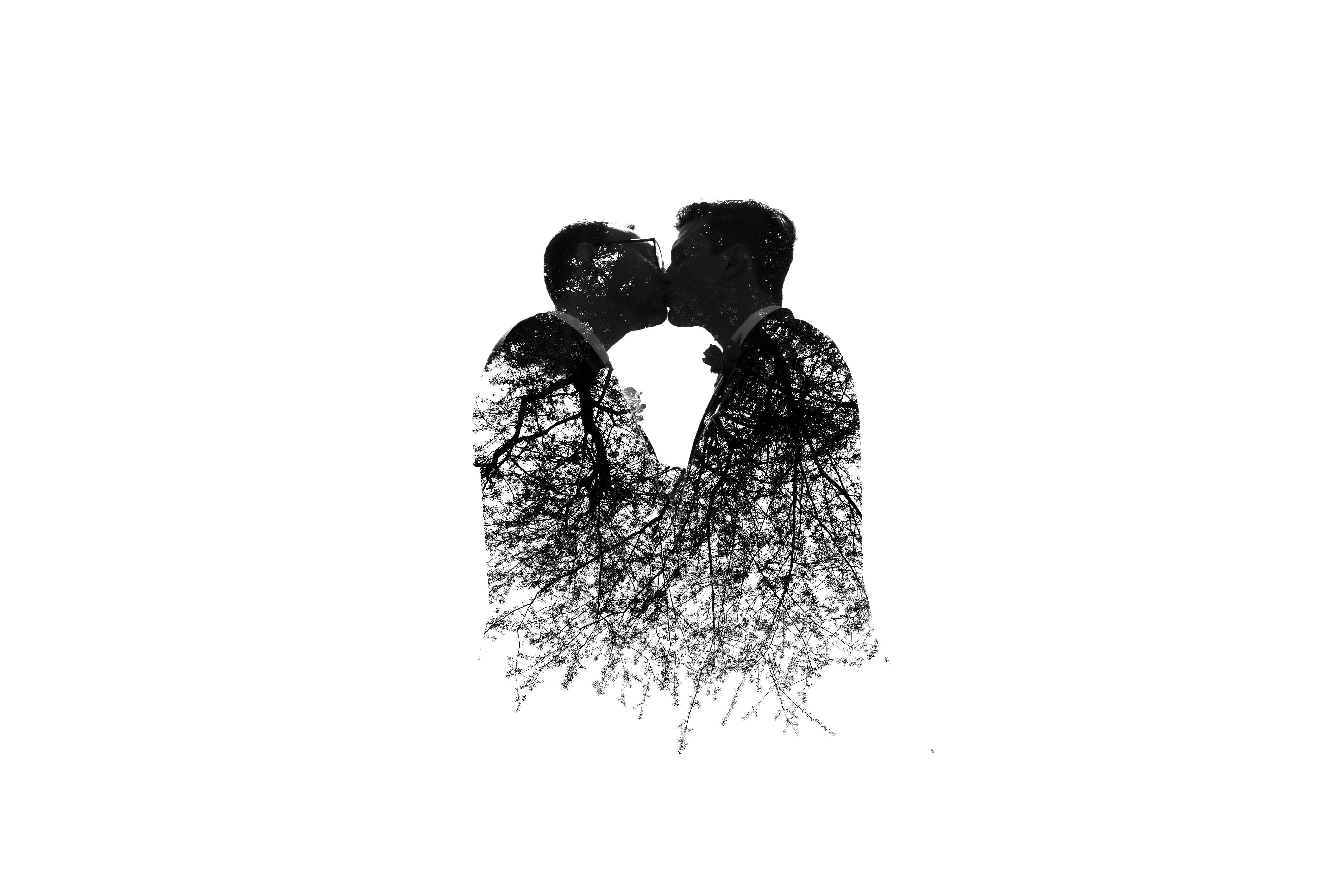 groom and groom double exposure
