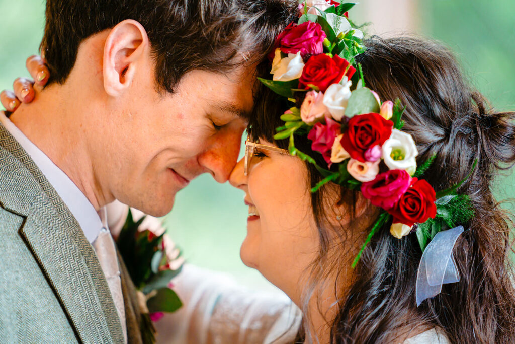 Golden hour portrait of bride and groom at the Priests House wedding