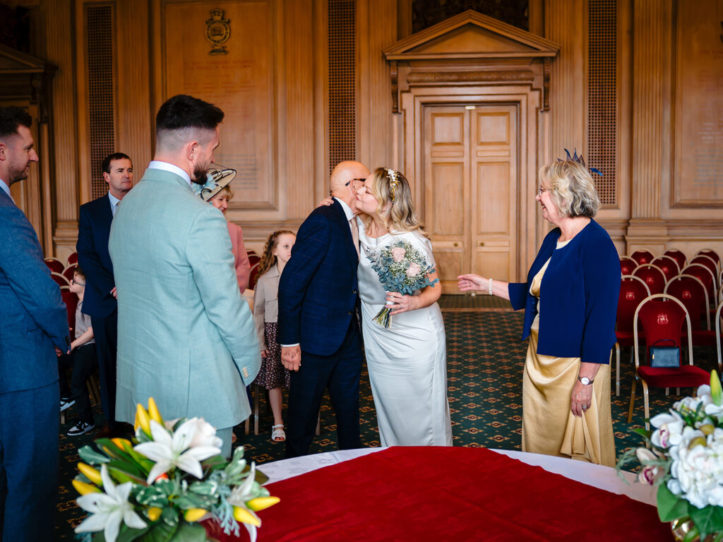 Interior of the Banqueting Hall at Leeds Civic Hall wedding ceremony setup